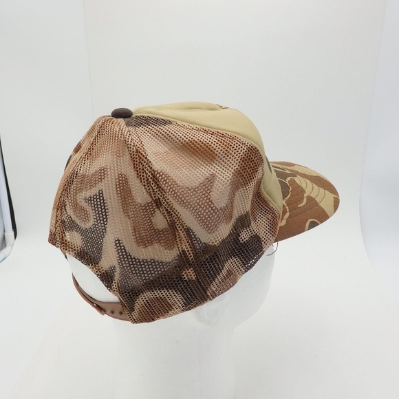 Vintage Trucker Camo Cap Hat Tan Mesh Back Snapback Hunting Camp Ripley That Hat - Picture 6 of 11